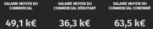 Salaire moyen des commerciaux en 2015